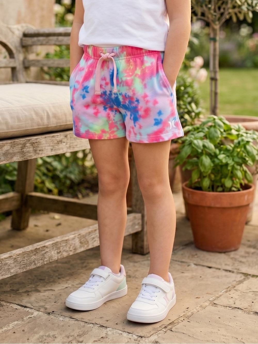 Hurley Girls Tie-Dye Pink Blue Green Shorts
